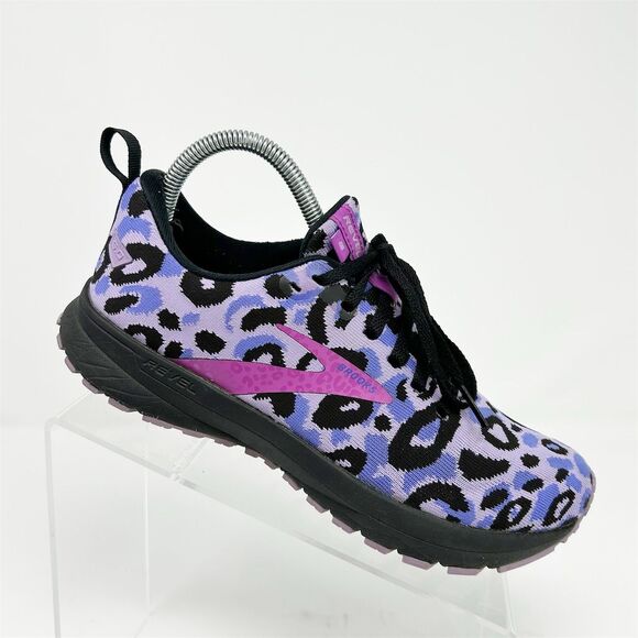 Brooks Women's Revel 5 Running Shoes Purple Cheetah Leopard Print Size 8 - Picture 1 of 16